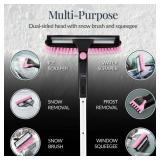 39' Extendable Snow Brush with Squeegee and Ice Scraper, Pink