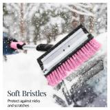 39' Extendable Snow Brush with Squeegee and Ice Scraper, Pink