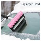 39' Extendable Snow Brush with Squeegee and Ice Scraper, Pink
