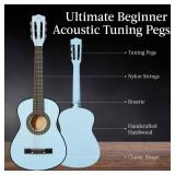 Kids Acoustic Guitar Beginner Starter Kit w/ Carrying Case - 30in, Light Blue