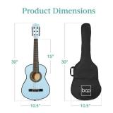 Kids Acoustic Guitar Beginner Starter Kit w/ Carrying Case - 30in, Light Blue