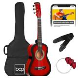 Kids Acoustic Guitar Beginner Starter Kit w/ Carrying Case - 30in, Red Burst