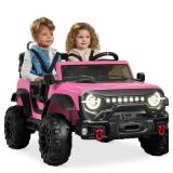24V 2-Seater Electric Ride-On Car Truck w/ Parent Control, Bluetooth, Pink Retail $319.99