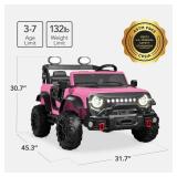24V 2-Seater Electric Ride-On Car Truck w/ Parent Control, Bluetooth, Pink Retail $319.99