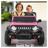 24V 2-Seater Electric Ride-On Car Truck w/ Parent Control, Bluetooth, Pink Retail $319.99