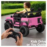 24V 2-Seater Electric Ride-On Car Truck w/ Parent Control, Bluetooth, Pink Retail $319.99