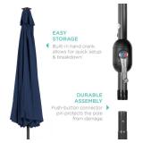 Solar LED Lighted Patio Umbrella w/ Tilt Adjustment, UV-Resistant - 10ft, Navy Blue