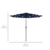 Solar LED Lighted Patio Umbrella w/ Tilt Adjustment, UV-Resistant - 10ft, Navy Blue