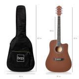 41in Full Size Beginner Acoustic Guitar Set with Case, Strap, Capo, Strings - Dark Brown