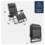 Oversized Padded Zero Gravity Chair, Folding Recliner w/ Headrest, Side Tray, Black