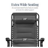 Oversized Padded Zero Gravity Chair, Folding Recliner w/ Headrest, Side Tray, Black