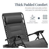 Oversized Padded Zero Gravity Chair, Folding Recliner w/ Headrest, Side Tray, Black