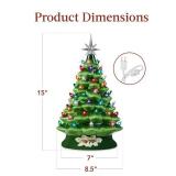 Pre-Lit Ceramic Tabletop Christmas Tree with Lights- 15in
