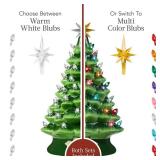Pre-Lit Ceramic Tabletop Christmas Tree with Lights- 15in
