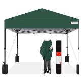 One-Person Setup Instant Pop Up Canopy w/ Case, 4 Weight Bags - 10x10ft, Dark Green