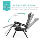 Set of 2 Adjustable Zero Gravity Patio Chair Recliners w/ Cup Holders, Gray