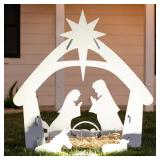 Christmas Nativity Scene Yard Decoration w/ Water Resistant PVC