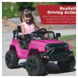 12V Kids Ride-On Truck Car w/ Parent Remote Control, Spring Suspension, Hot Pink