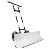 Galvanized Blade 2-Wheel Snow Pusher w/ Adjustable Handle - 36in