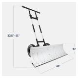 Galvanized Blade 2-Wheel Snow Pusher w/ Adjustable Handle - 36in