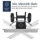 Galvanized Blade 2-Wheel Snow Pusher w/ Adjustable Handle - 36in