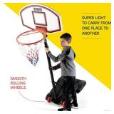 Portable Basketball Hoop for Kids – Height Adjustable 5.9 ft-6.9 ft Portable Basketball Stand Weather Resistant Hoop - Sports Backboard System Stand with Wheels Indoor Outdoor Play