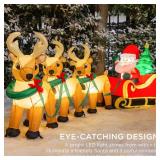 Lighted Inflatable Santa Claus & Reindeer Christmas Decoration - 9ft