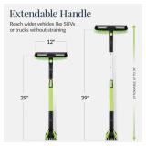 4 in 1 Snow Brush with Shovel, Ice Scraper & Squeegee w/Storage Bag, Lime