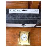 Better Living Flip Shower Shelf and Linden Table Clock