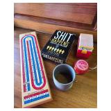 Vintage Slinky, YoYo, Cribbage board with Pegs, 2 Other Card Games