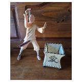 Fun Chinese Guy, Press the Button and his Baton Swings. and Chinese Candle Holder