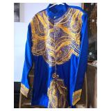 Jantoco 3XL Long Sleeve African Dashiki Shirt with Gold Metallic Embrodiery