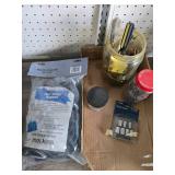Lot of Garage Items, Cargo Net, Socket Set, Nails, Razor Blades
