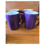 Loose Tea Pot, 4 Purple Coffee Cups and a Blue Creamer Container