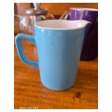 Loose Tea Pot, 4 Purple Coffee Cups and a Blue Creamer Container