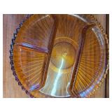 Vintage Indiana Amber Glass- Divided Relish Dish
