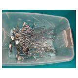 Rolling Wire Display Rack with Tote of Hooks