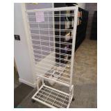 Rolling Wire Display Rack with Tote of Hooks