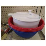 Contents of Shelves - Kitchen Items in Round, 17 Gallon, Rope-Handled Tub