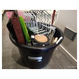 Contents of Shelves - Kitchen Items in Round, 17 Gallon, Rope-Handled Tub