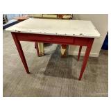 Vintage Wood & Enameled Metal Table