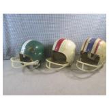 (EC1) 3 Vintage Football Helmets 2 ... (EC1) 3 Vintage Football Helmets 2 ...