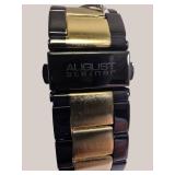 August Steiner Men’s Minimalist Dress Watch – Bold Dark Dial & Two-Tone Gold/Black Style