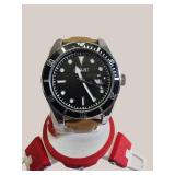 August Steiner AS8269 Men’s Designer Watch – Sunray Dial, Leather Band & Date Display