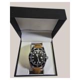 August Steiner AS8269 Men’s Designer Watch – Sunray Dial, Leather Band & Date Display