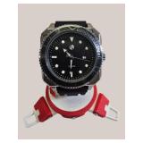 AJ USA Driver Style Men’s Watch – Rotating Bezel, Black & Silver Bold Design