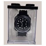 AJ USA Driver Style Men’s Watch – Rotating Bezel, Black & Silver Bold Design