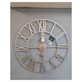 23” Oversized Black Metal Wall Clock – Roman Numeral Style