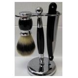 Union Razors 3-Piece Shave Kit – Straight Razor, Brush & Stand – NEW Overstock