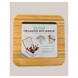 Home + Solutions Bamboo Organizer with Mirror – Vanity Storage – NEW Overstock